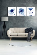 Wieco Art Blue Abstract Flowers 3 Panels Canvas Prints Wall Art Modern Pictures - Image 8
