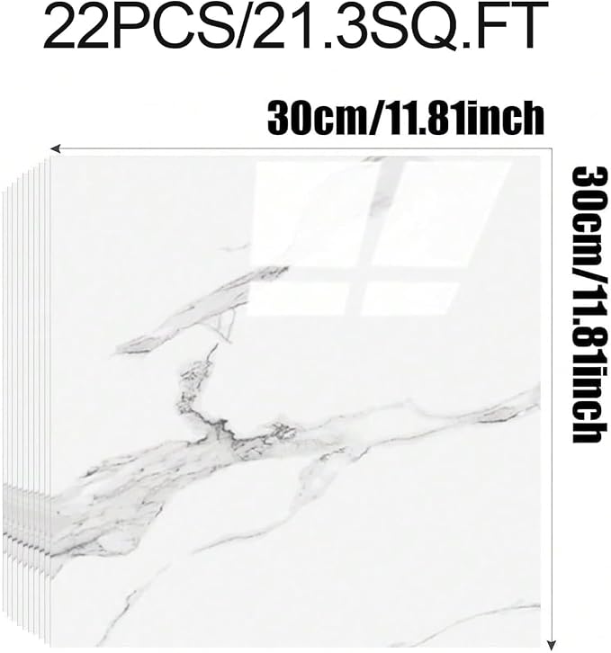 Chejiaye 22pcs Marble Peel and Stick Backsplash Waterproof Washroom Wall Panels - Image 4
