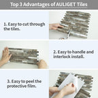 AULIGET 20 Sheets Beige & Brown Slate Peel and Stick Backsplash, PVC Mixed - Image 7