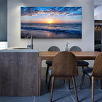 Wapluam Beach Wall Art -Blue Sea Coastal Sunset Natural Scenery Picture -Print - Image 4
