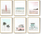 Framed Pink and Mint Green Coastal Wall Art by Cuspin