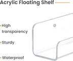 upsimples 6 Pack Clear Acrylic Shelves, 1.7" x12" Clear Wall Shelves - Image 6