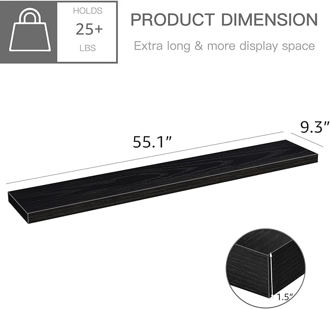 QEEIG Floating Shelves for Wall 55.1" Extra Long - Image 3