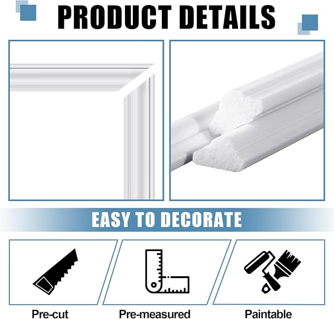 Pangda Peel and Stick Wall Molding Kit, 3D Premade Accent Molding Wainscoting - Image 5