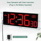 Soobest LED Digital Wall Clock, Large Digital Clock Bold Numbers - Image 3