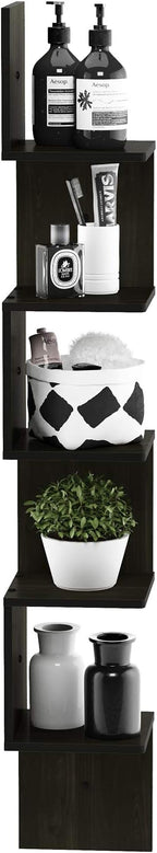 Furinno Rossi Wall Mount Floating Corner Shelf, 5-Tier Square - Image 4