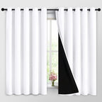 Yakamok 2 Thick Layers Pure White 100% Completely Blackout Curtains Thermal by Yakamok