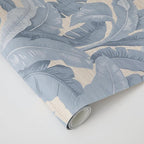 Tempaper Textured Blue Layered Palm Faux Grasscloth Removable Peel and Stick - Image 5