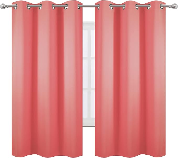 LEMOMO Coral Blackout Curtains 38 x 63 Inch Length/Set of 2 Curtain - Image 2