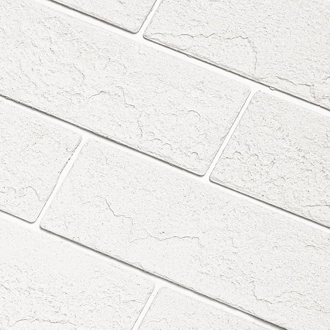 Old Town White Faux Brick Wall Tiles, 2 Pieces 3D Thin Brick Veneers by TORURAL