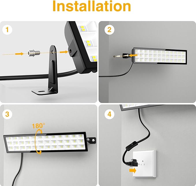 Onforu 4Pack LED Shop Lights, 100W 14000lm Plug in Ultra Bright LED Work Lights - Image 5