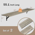 DINZI LVJ Long Wall Shelves, 55.1Inch Wall Mounted Shelves Set of 2, Extra - Image 3