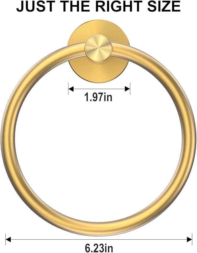 SetSail Towel Holder for Bathroom Wall Gold Towel Ring Stainless Steel Hand - Image 5