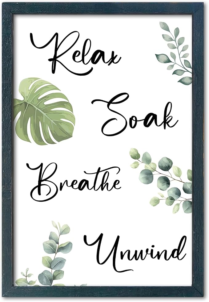 YWJKWLGS Boho Bathroom Wall Art, 11x16 Inch Green Eucalyptus Monstera Decor by Unknown