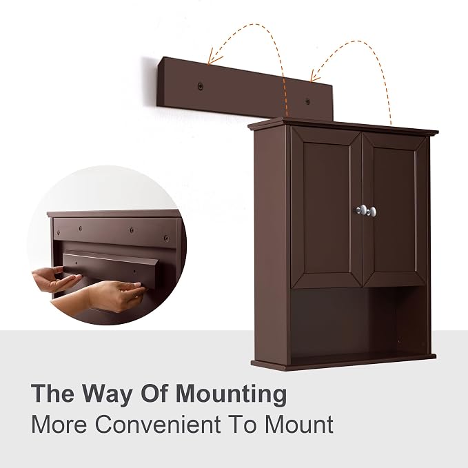 VANIRROR Bathroom Wall Cabinet Expresso Over Toilet Storage - Image 9