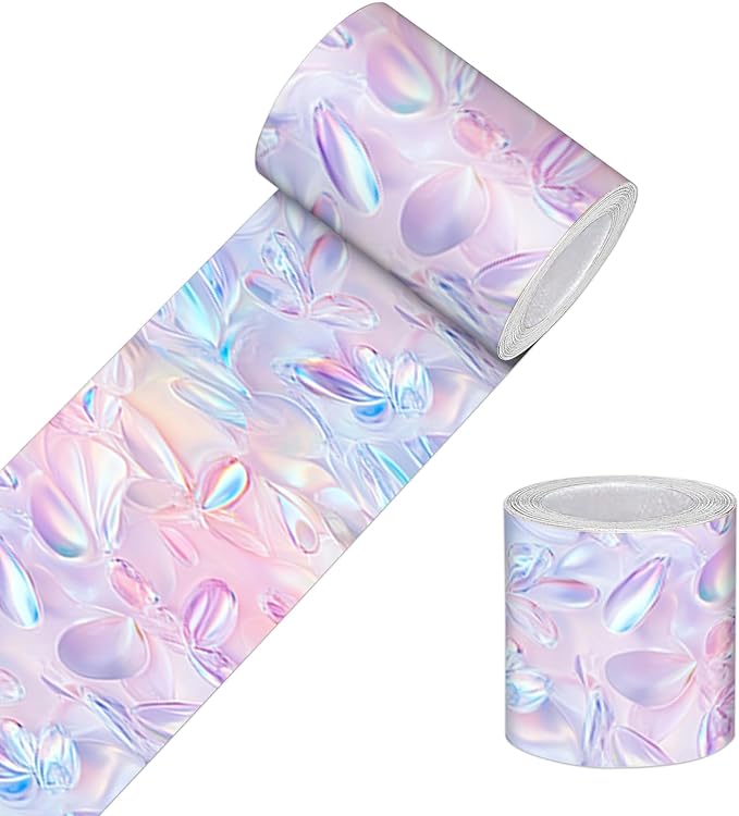 HOMETITUTE Wallpaper Border Peel and Stick Wall Border 4x196 Inch Iridescent by HOMETITUTE