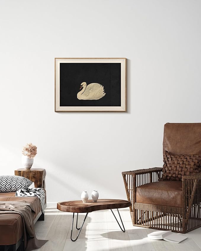 VIYYIEA Framed Wall Art for Living Room, Swan Art Canvas Prints, Vintage Home - Image 5