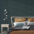 Tempaper Textured Blue Faux Grasscloth Geo Removable Peel and Stick Wallpaper - Image 5