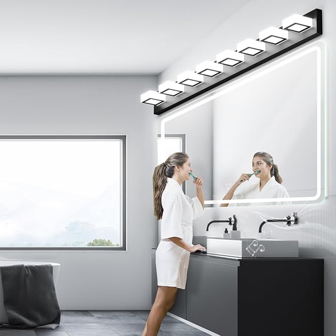 Ralbay 52inch Black Vanity Lights 8 Lights Dimmable 5 Color Temperature Acrylic - Image 6