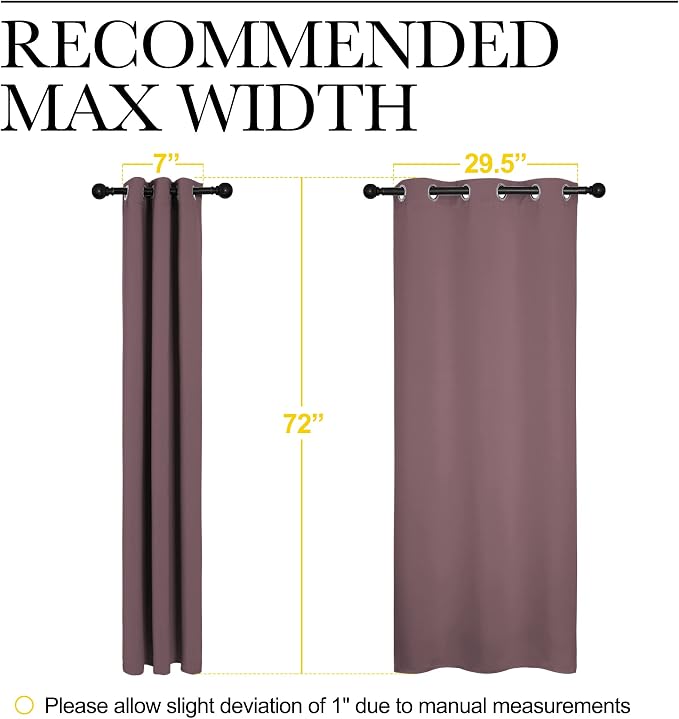 NICETOWN Bedroom Curtain Panels Blackout Draperies, Dry Rose, 1 Pair, 34 by - Image 7