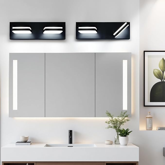 360° Rotate LED Bathroom Vanity Light Fixtures, 900LM Acrylic Matte Black - Image 8