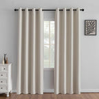 IGEMAEVE Cream Curtains 84 Inch Length 2 Panels Set, Light Filtering Curtains by IGEMAEVE