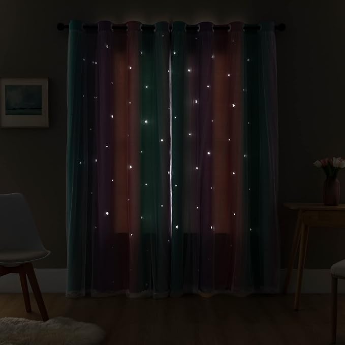 XiDi Curtains for Girls Bedroom Decor, Rainbow Blackout Curtains for - Image 9