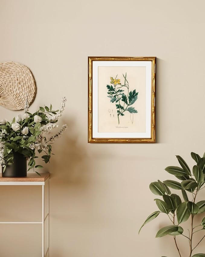 InSimSea Gold Bamboo Framed Canvas Wall Art, Kitchen Herbs Botanical Paintings - Image 2