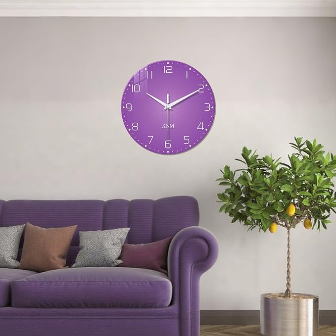 XNM Purple Wall Clock for Girls Bedroom 24 Inch Minimalist Large Wall Clocks - Image 5