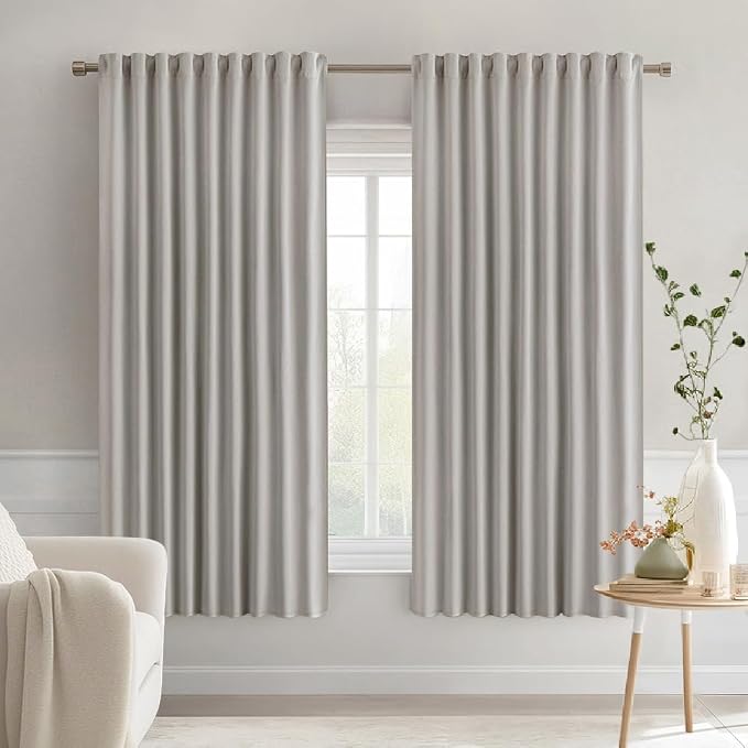 MIULEE Stone Back Tab Blackout Curtains 63 Inch Length 2 Panels Set by MIULEE