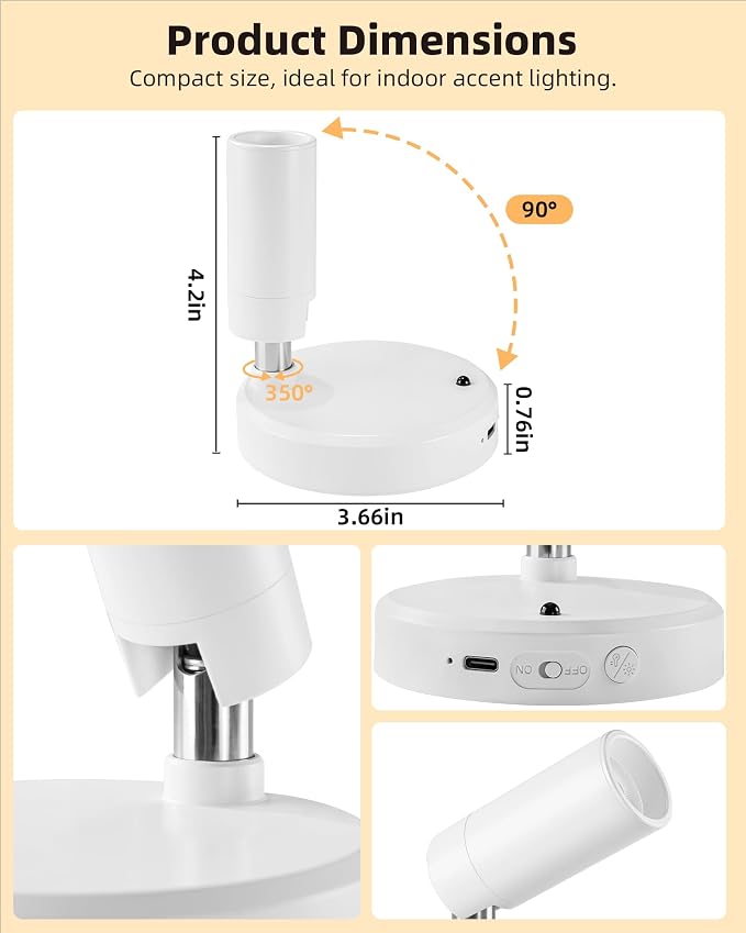 EZVALO Battery-Powered LED Spotlight Indoor, Wireless Picture Lights - Image 5