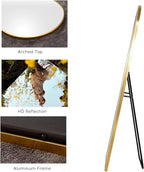 Arched Mirror - Full Length, Standing or Wall Mounted, Aluminum Frame - Gold - Image 4