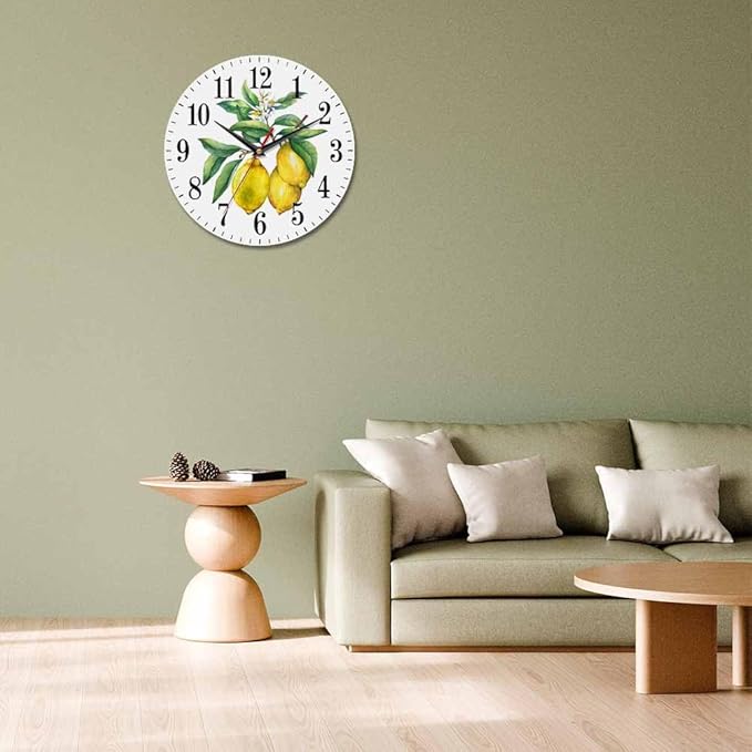 Mxocom Watercolor Lemon Wall Clock Citrus Fruit on a Branch - Image 7