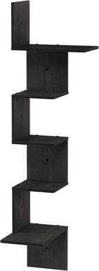 Furinno Rossi Wall Mounted Shelves, 5-Tier Rectangle, Espresso/Black - Image 5