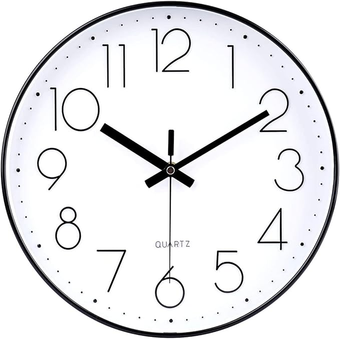 jomparis Black Wall Clock 13 1/2 Inches Silent Non Ticking Battery Operated by JOMPARIS