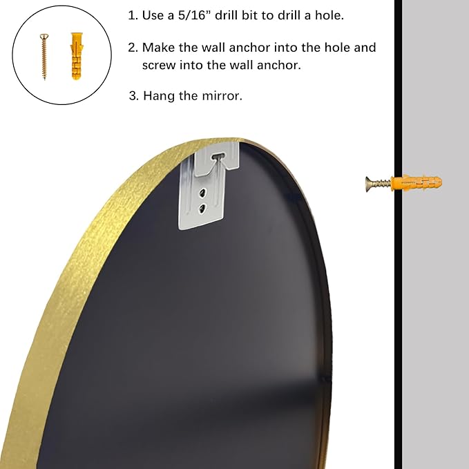 Sunniry Gold Circle Mirror, Round Mirror 22 inch, Circle Mirrors - Image 7