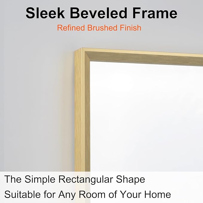 Bathroom Mirror for Wall, 30x40 Inch Metal Framed Mirror, Brushed Gold - Image 2