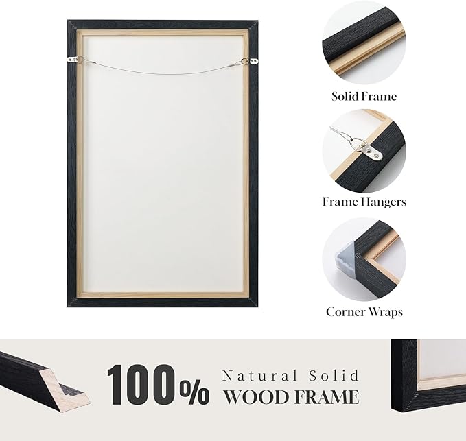 Extra Large Framed Neutral Abstract Wall Art, Vertical Modern Canvas Prints - Image 6