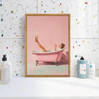 AtterrirArt Framed Pink Bathroom Wall Art, 12 * 16inch, Minimalist Bathtub - Image 6