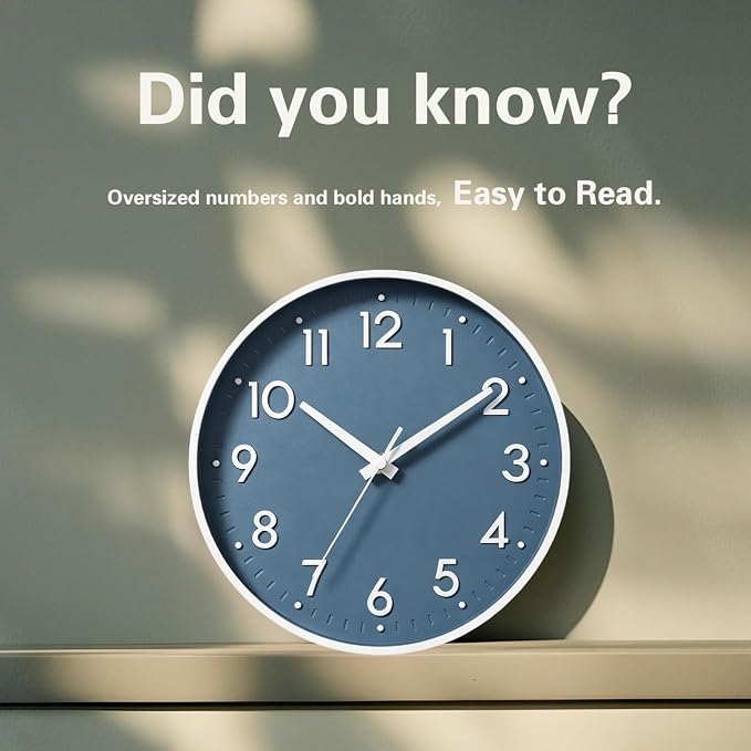 Mosewa Wall Clock 12 Inch, Battery Operated Silent Non-Ticking Modern Analog - Image 5