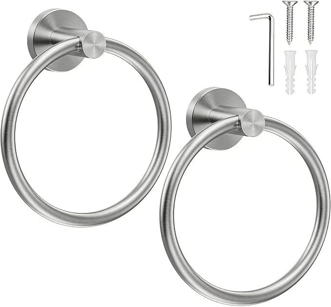 SetSail Towel Holder for Bathroom Wall Silver Towel Ring Stainless Steel Hand by SetSail