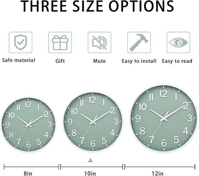Wall Clocks Battery Operated 10 inch Modern Wall Clock, Silent Non Ticking Wall - Image 4