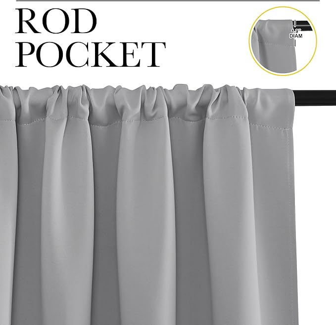 NICETOWN 2 Panels Blackout Curtains, Rod Pocket Thermal Insulated Drapes - Image 2