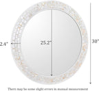 Mosaic Mirrors for Wall 30 Inch, Natural Mother of Pearl Inlay White Framed - Image 3