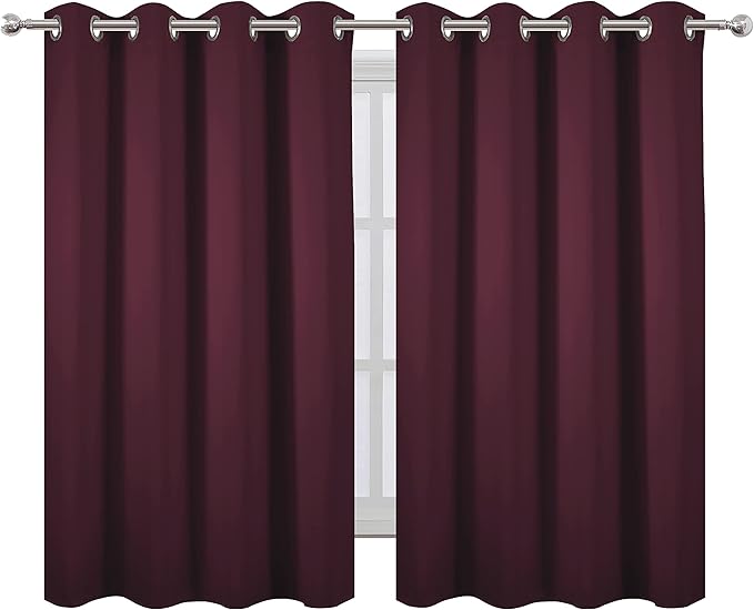 LEMOMO Burgundy Red Thermal Blackout Curtains/52 x 54 Inch/Set of 2 Panels Room - Image 2
