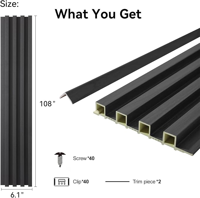 8-Pack WPC Wall Panels 108’’ x 6.1’’ 3D Slat Wall Panel Acoustic Wall Paneling - Image 2