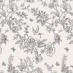 Froluya Black and Cream White Floral Wallpaper Peel and Stick Wallpaper by Froluya