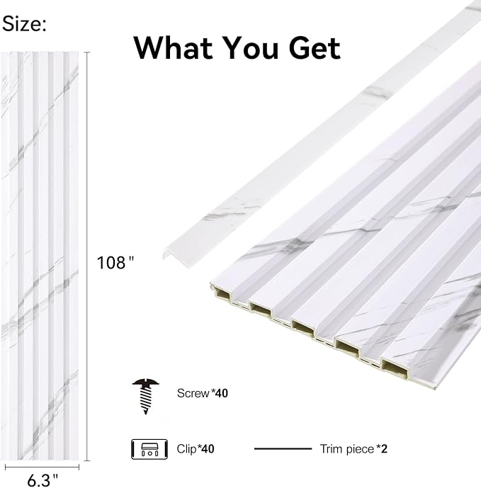 8-Pack WPC Wall Panels 108’’ x 6.3’’ 3D Slat Wall Panel Acoustic Wall Paneling - Image 2