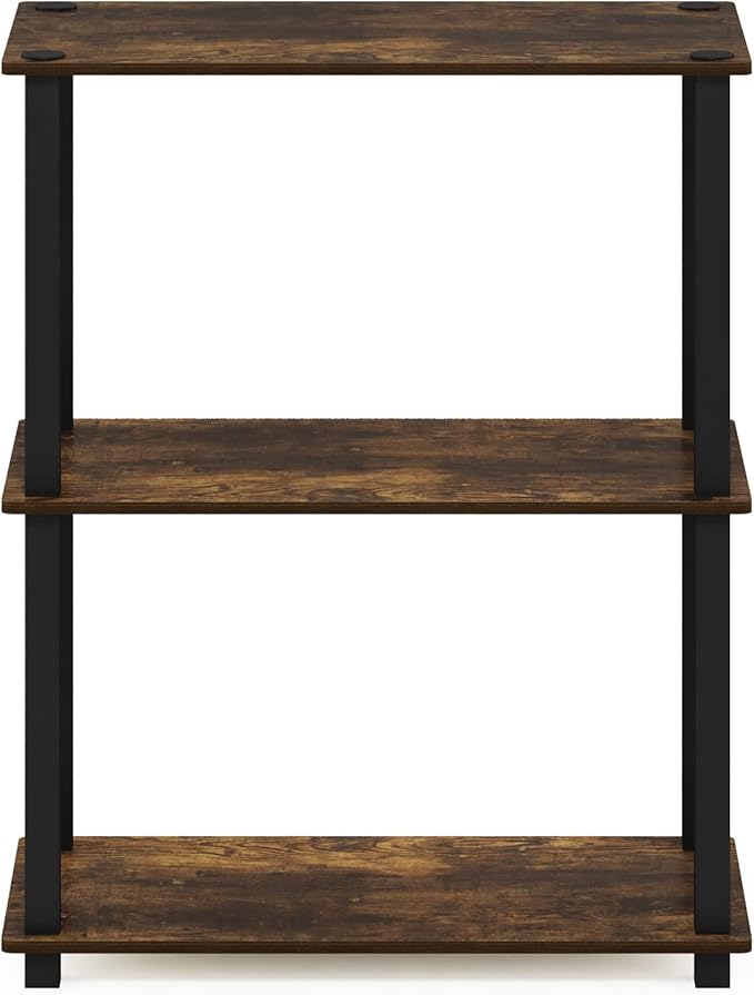 Furinno TURN-S-TUBE Storage Shelves, 3-Tier Book Shelf, Corner Shelf, Toolless - Image 5