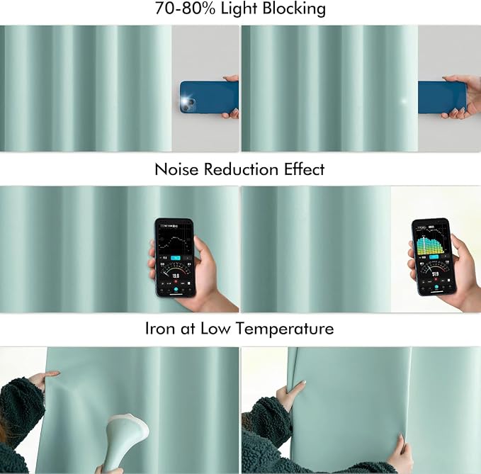 MIULEE Aqua Back Tab Blackout Curtains 108 Inch Long 2 Panels Set - Image 5
